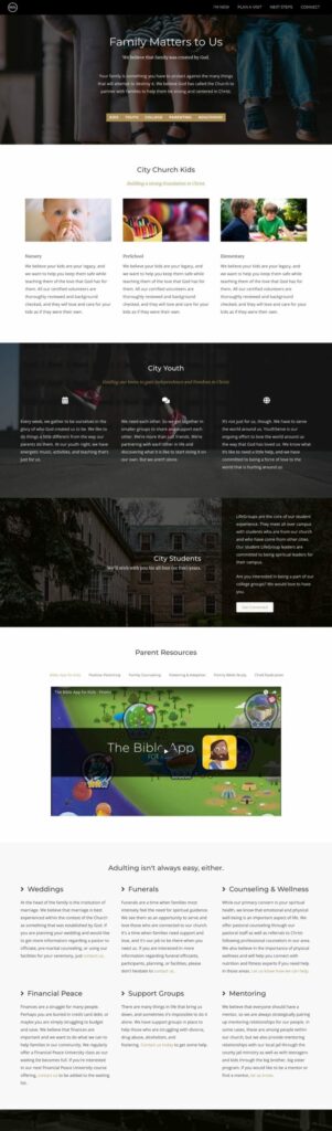 A church website design for a digital congregation.